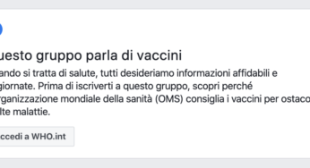 Facebook mette in guardia dai gruppi no vax