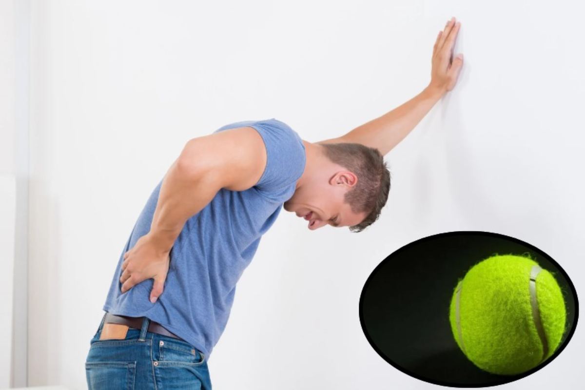 Dolore di schiena, pallina da tennis